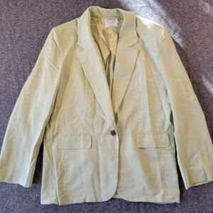 NWOT Lush Lime Green Linen Blazer M Spring Office Staple